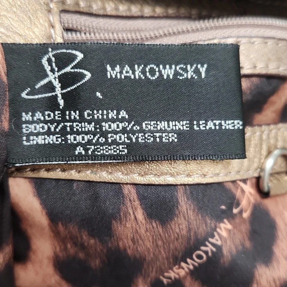 B. Makowsky Metallic Bronze Crossbody Pebbled Leather Bag - Picture 13 of 16